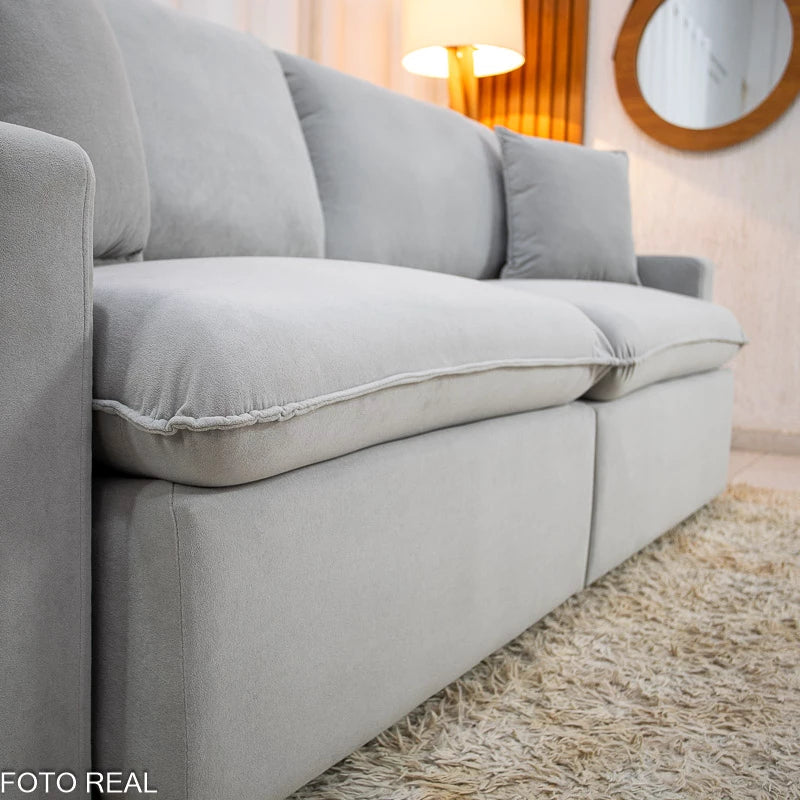 Sofá Retrátil Luma 2.00m Veludo Premium Cinza 36 - Sem Caixa