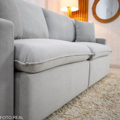 Sofá Retrátil Luma 2.00m Veludo Premium Cinza 36 - Sem Caixa