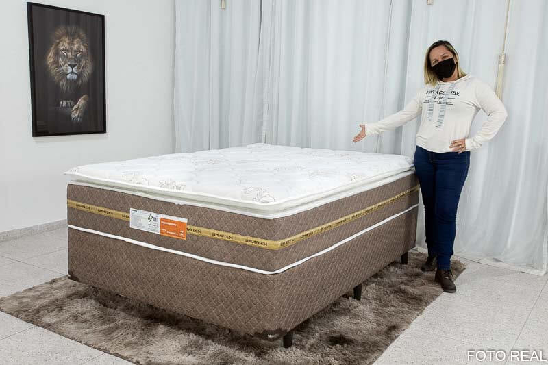 Base Box + Colchão Casal Coimbra Molas Ensacadas - Móveis furniture