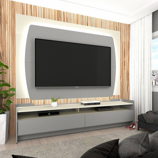 Rack Sublime 1.8 e Painel Sublime 1.8 – Cinza/Off White - Móveis furniture