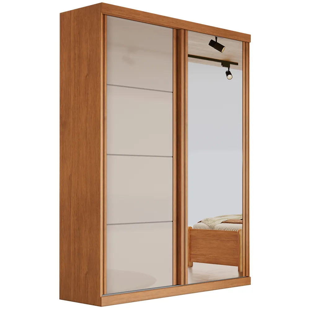 Guarda Roupa Buzios Bianchi Solteiro com Espelho 2 Portas 2 Gavetas CINAMOMO OFF WHITE