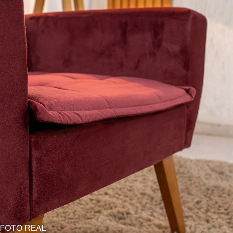 Poltrona Camila Veludo Bordô