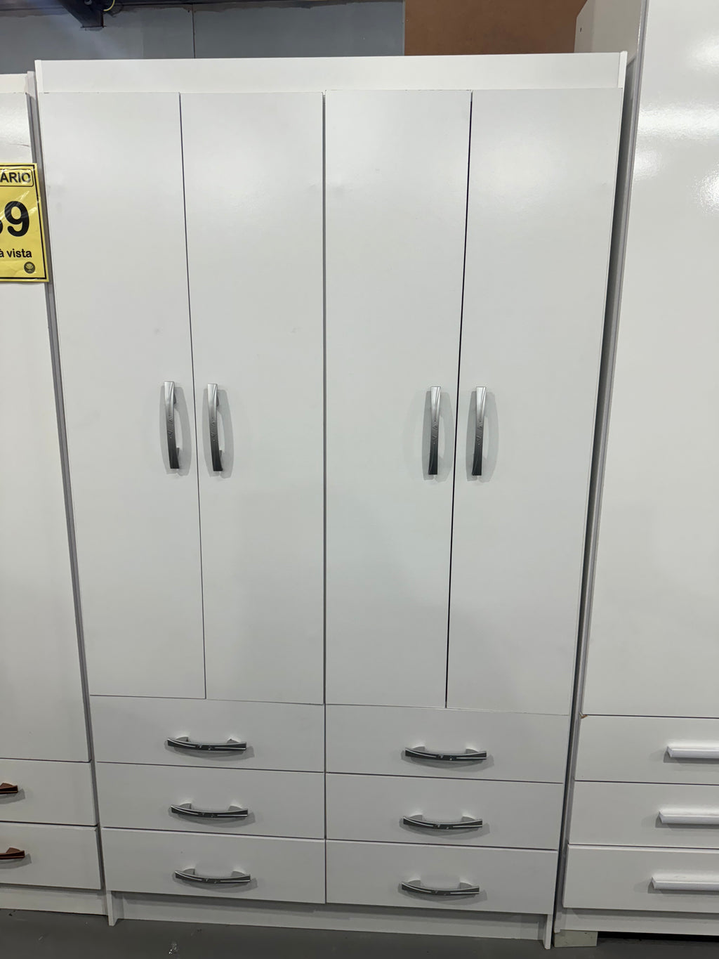 Guarda Roupa Treviso Evidencia Solteiro 4 Portas 6 Gavetas BRANCO