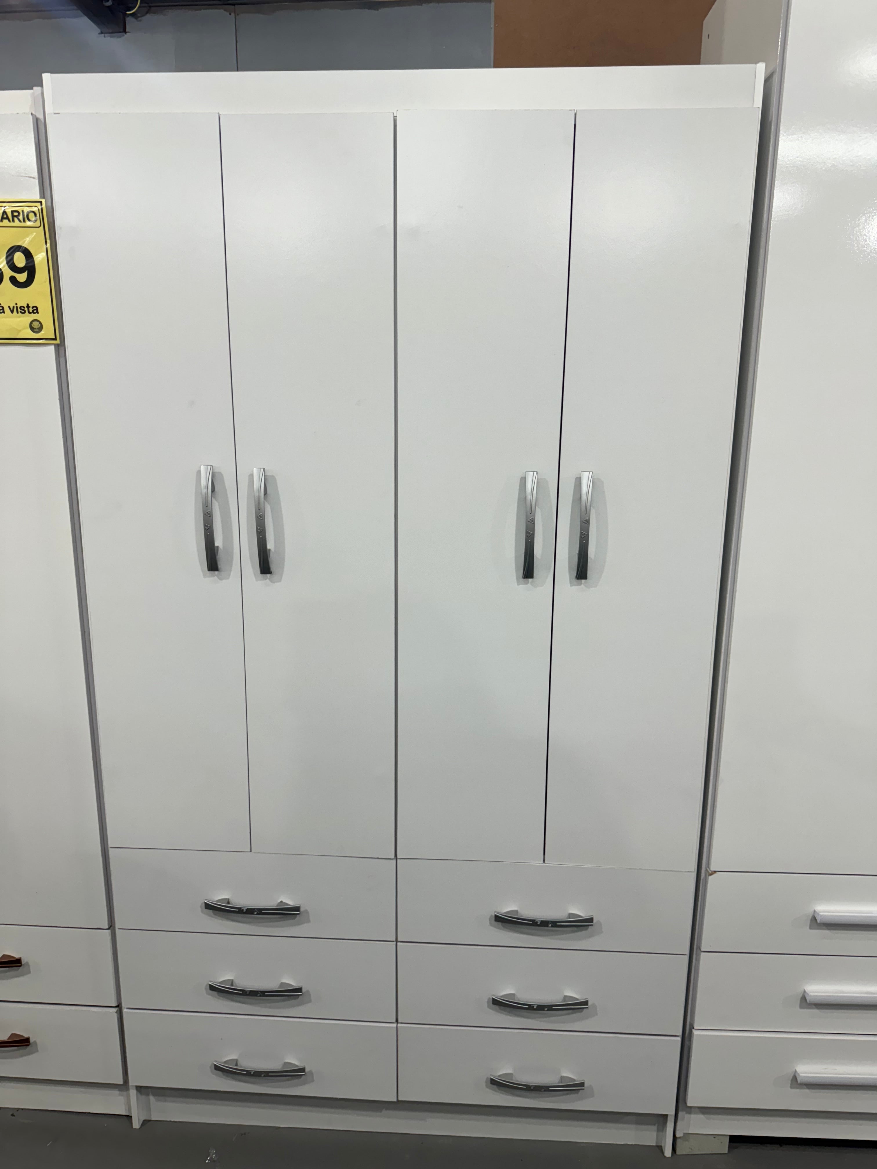 Guarda Roupa Treviso Evidencia Solteiro 4 Portas 6 Gavetas BRANCO