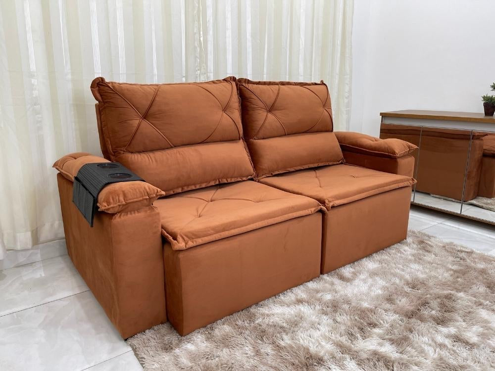Sofá Retrátil e Reclinável REF 2025 2.00m – Terracota Veludão - Móveis furniture