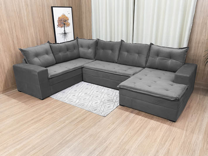Sofá Canto Cinza Leblon - Móveis furniture