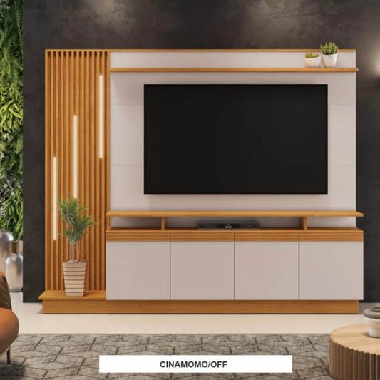 Home Ripado com LED Absoluto TV até 65 Polegadas Cinamomo/Off White JCM - Móveis furniture