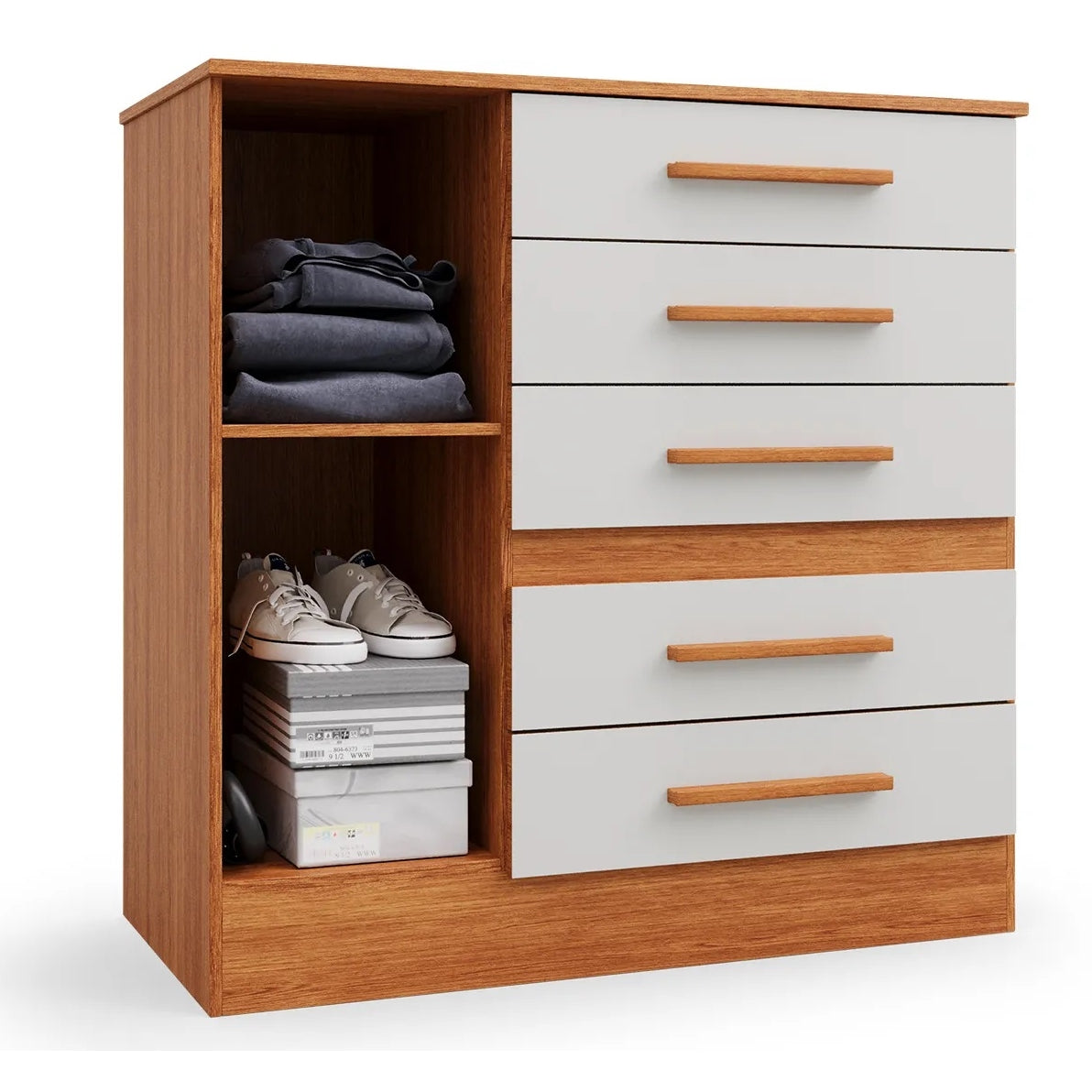 Cômoda 5 Gavetas com Sapateira Advantage Freijó/Off White – BATROL MÓVEIS - Móveis furniture