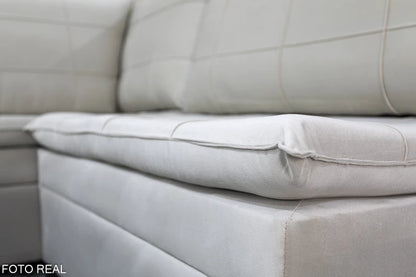 Sofá Canto 5 lugares com Puff Viena Veludo Bege - Móveis furniture