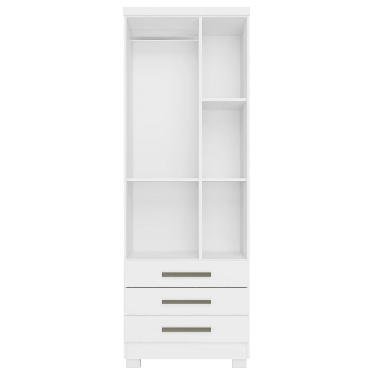 Guarda Roupa Floripa Solteiro 2 Portas 3 Gavetas Rud Rack - Branco - Móveis furniture
