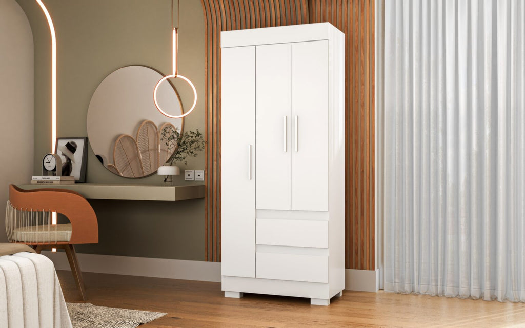 Guarda-Roupa 3 Portas Maya 0,753 m Branco – ACP MÓVEIS