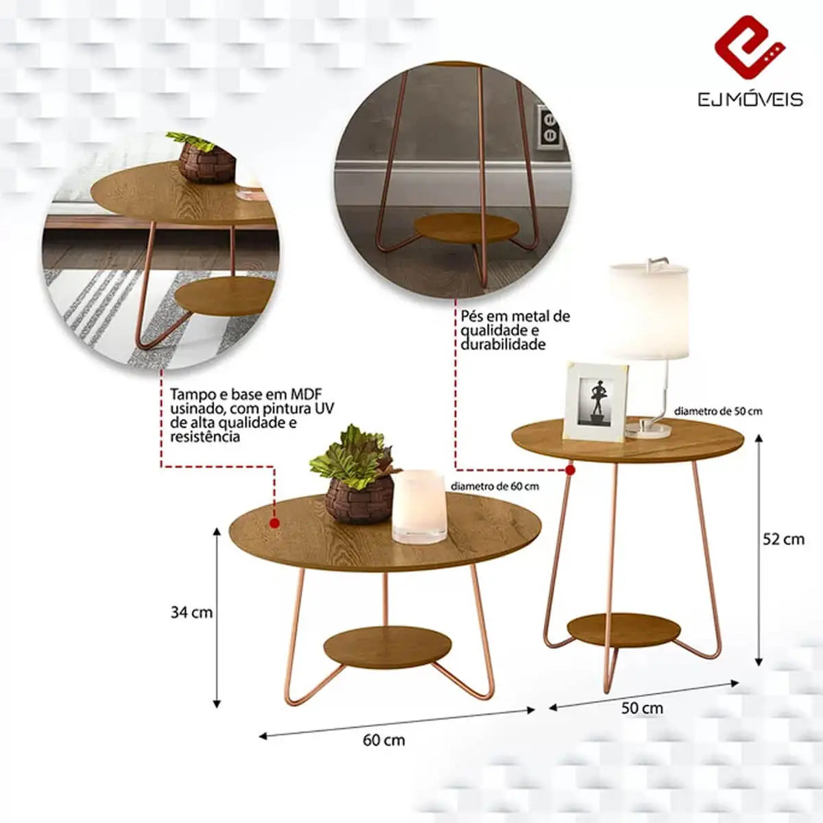 Conjunto Liz Mesa de Centro e Lateral EJ