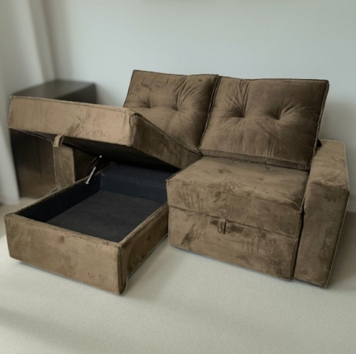 Sofá Baú Retrátil e Reclinável Sofia 2,00 m Marrom – IMPÉRIO ESTOFADOS - Móveis furniture