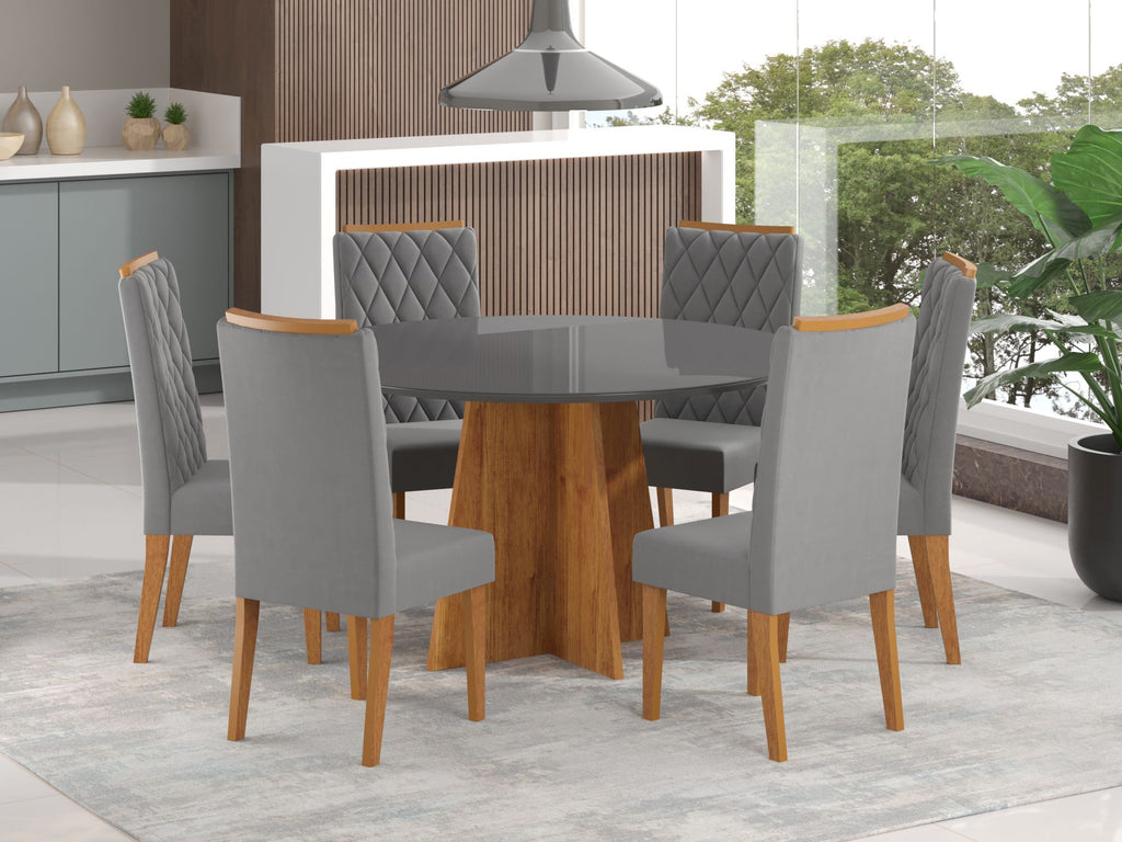 Sala Daila 135 6C Iza Mel.Grafite Vel Cinza Viero - Móveis furniture