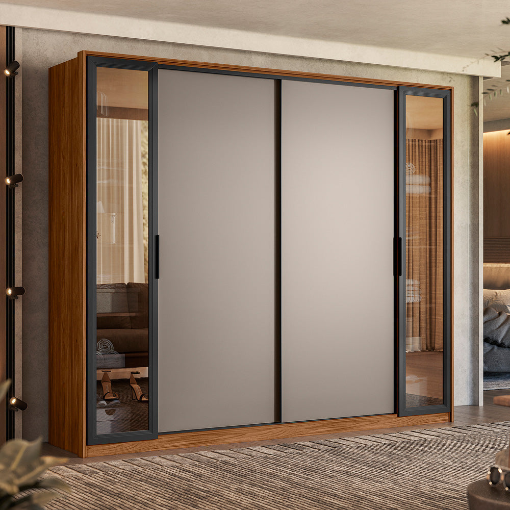 Guarda-Roupa 4 Portas Laredo 2,67 m Nogueira Touch/Nude Prime/Nogueira Touch - Móveis furniture