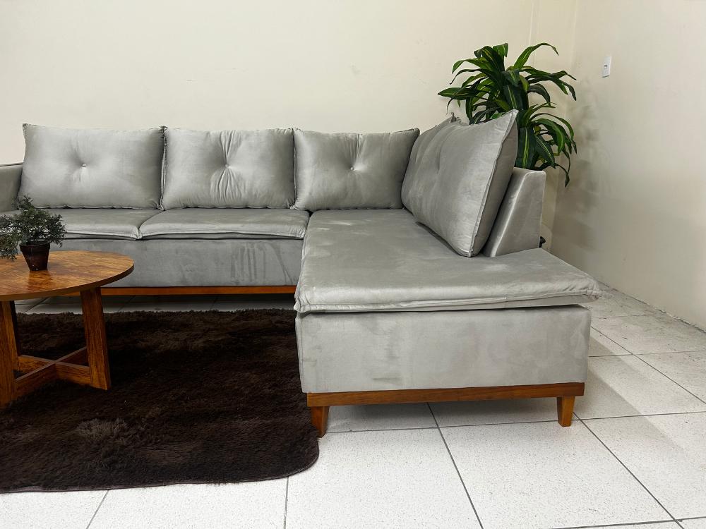 Sofá de Canto 2 x 3 Lugares Malibu – Capuccino Veludo - Móveis furniture