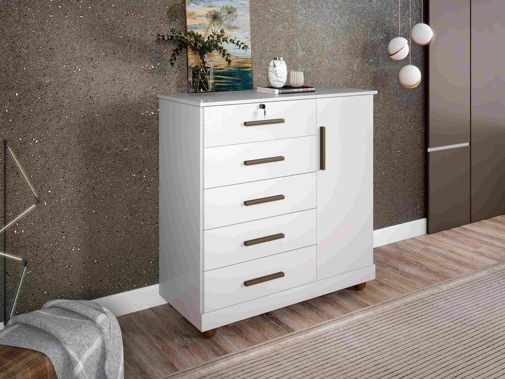 Comoda Fenix 5G1P com Pes - Móveis furniture