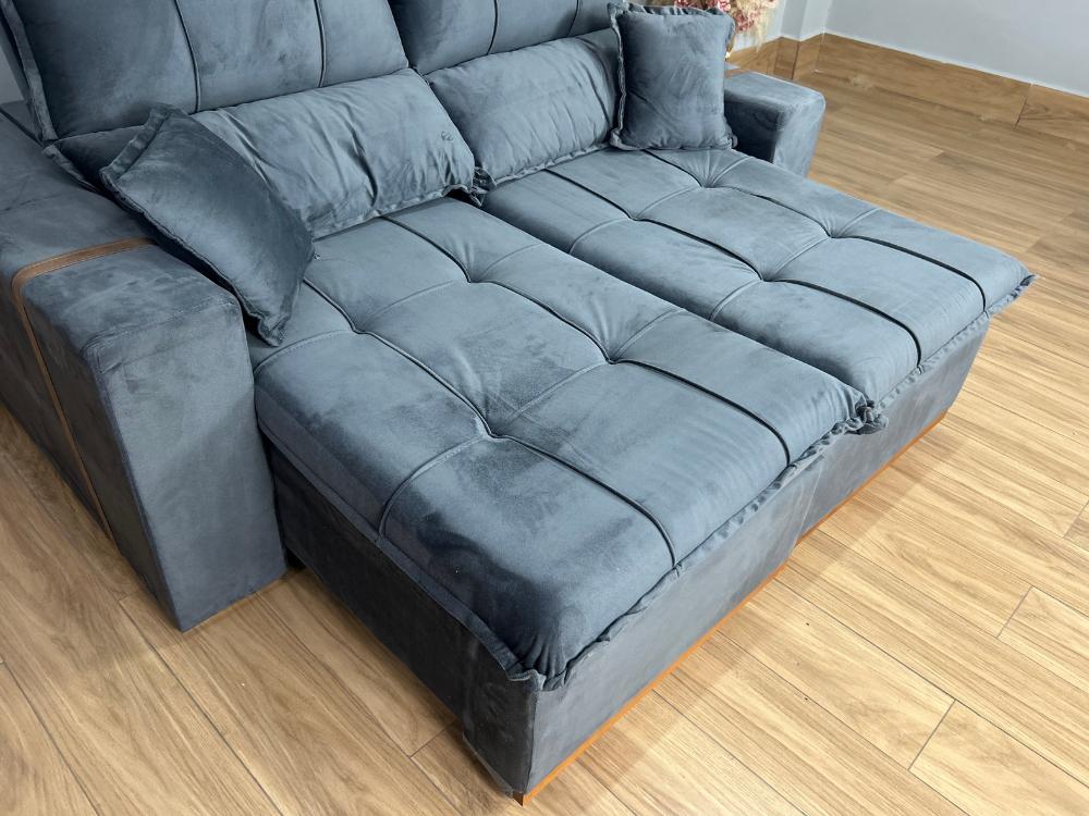 Sofá Retrátil Reclinável Oásis 1.80m – Cinza Veludão