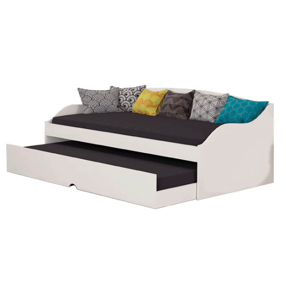 Sofá Cama Lais com Cama Auxiliar 3 Lugares Branco - Móveis furniture