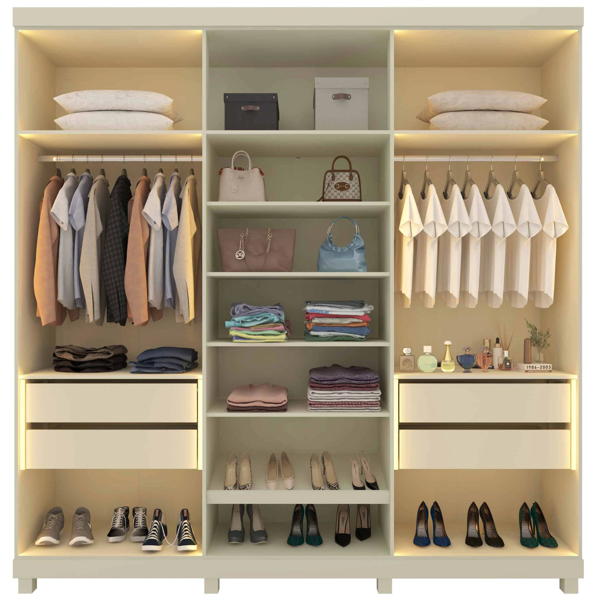 Guarda-Roupa Imperatriz 2,30 m 6 Portas/6 Reflecta Off White – GELIUS