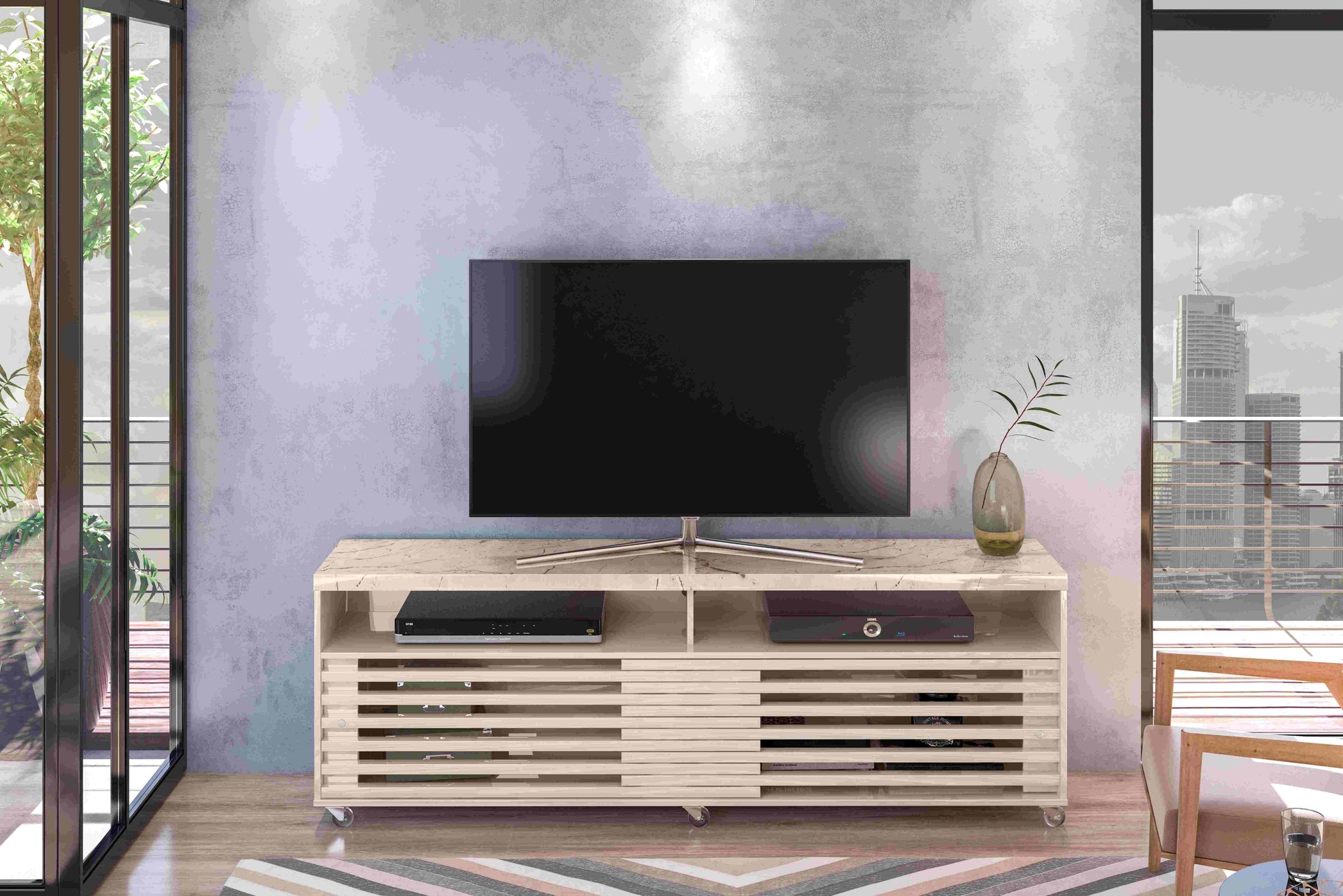 Rack Cross 182 2P Calacata.Off White Madetec - Móveis furniture