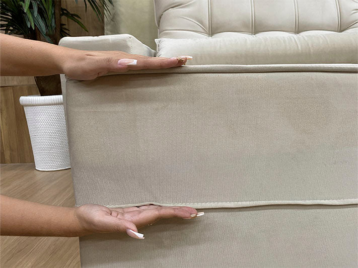 Sofá Retrátil Reclinável 2,90 m Bege 334 Baruqui - Móveis furniture