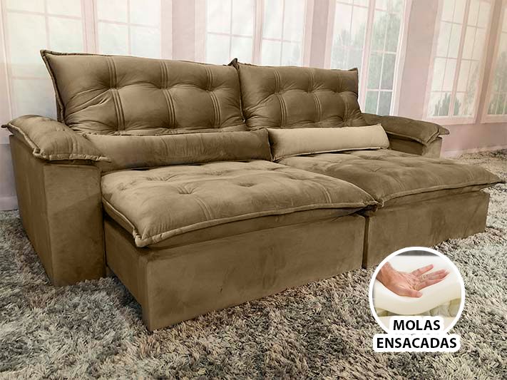 Sofá Retrátil Reclinável 2,50 m Terracota 328 Maricá - Móveis furniture