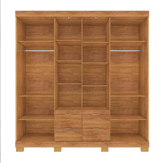 Guarda Roupa Londrina Casal com Espelho 8 Portas 4 Gavetas Rud Rack Cedro Areia - Móveis furniture