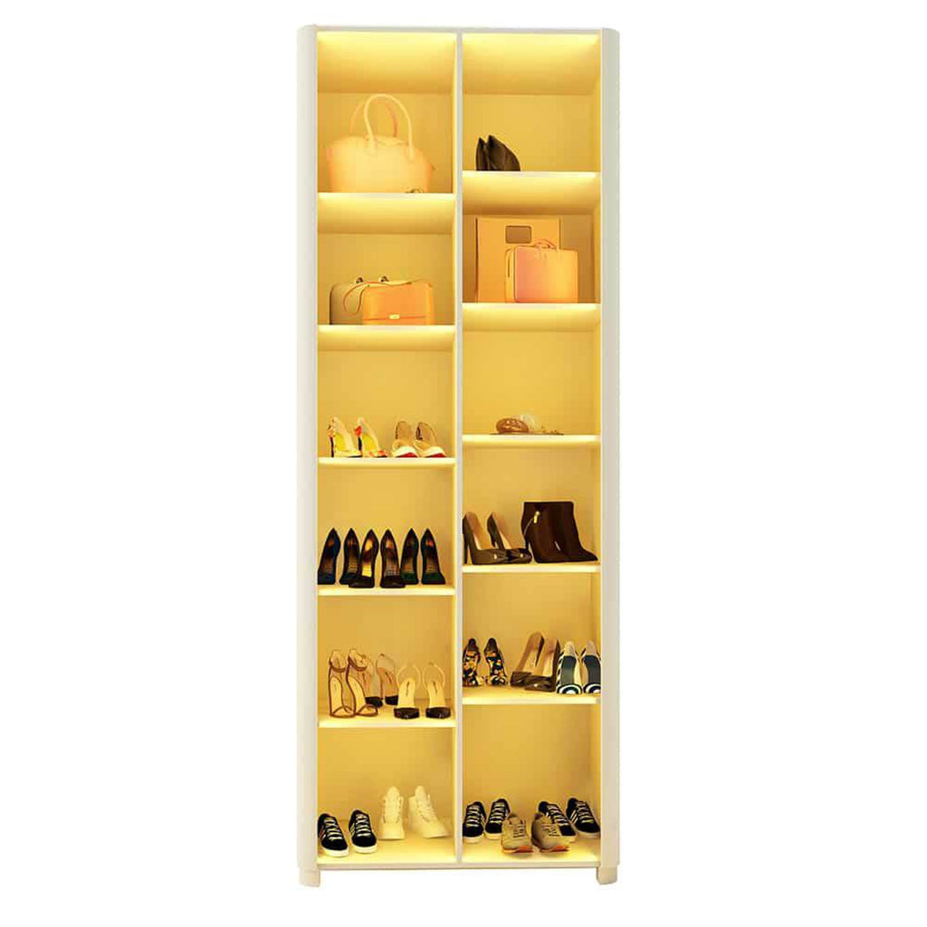 Sapateira Innova 2P Vidro Reflecta com Pes e LED Off White Gelius