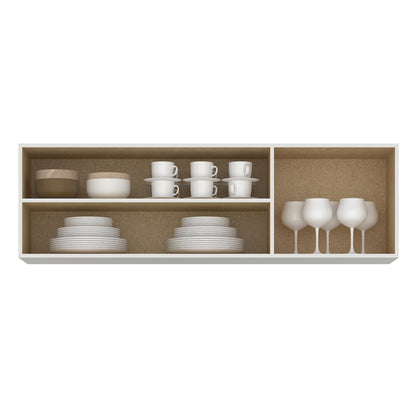 Armário Aéreo 3 portas Ipanema + Balcão(Tampo Comum)Copacabana Branco – FELLICCI - Móveis furniture