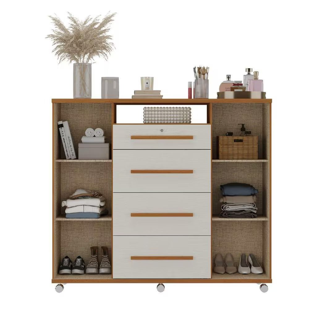 Comoda Sapateira Versatil 4G2P Cinamomo.Areia Zanzini Moveis - Móveis furniture