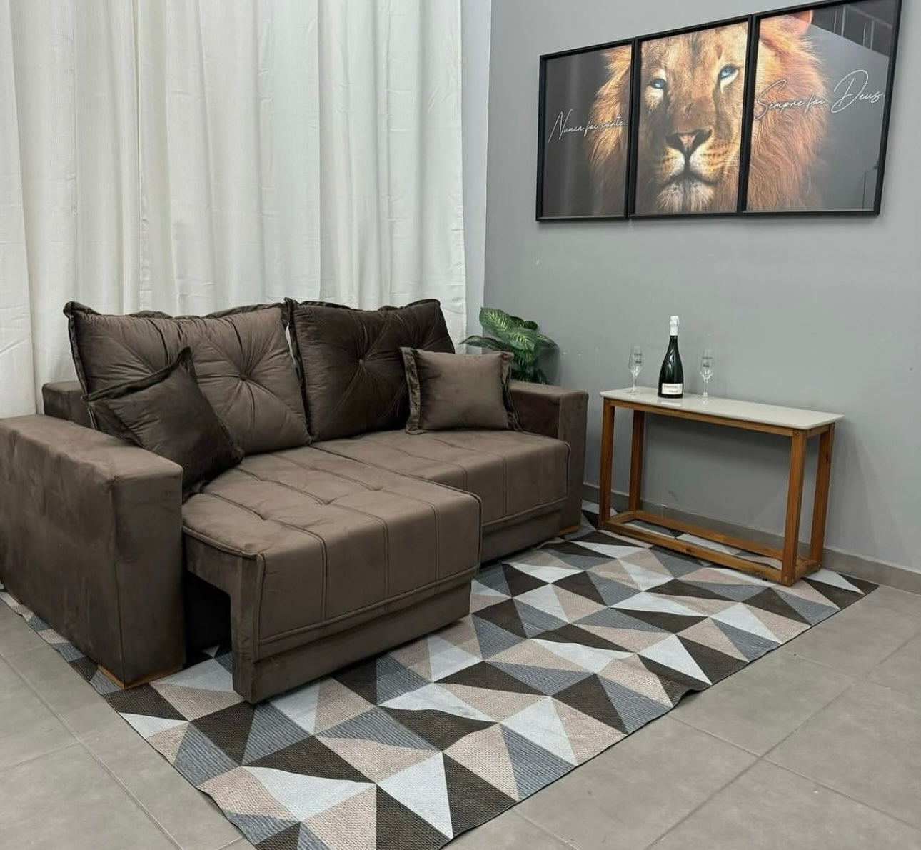 Sofá Pop Retrátil com Almofadas Soltas 3 Lugares Tecido Veludo 200cm Vicam - Móveis furniture