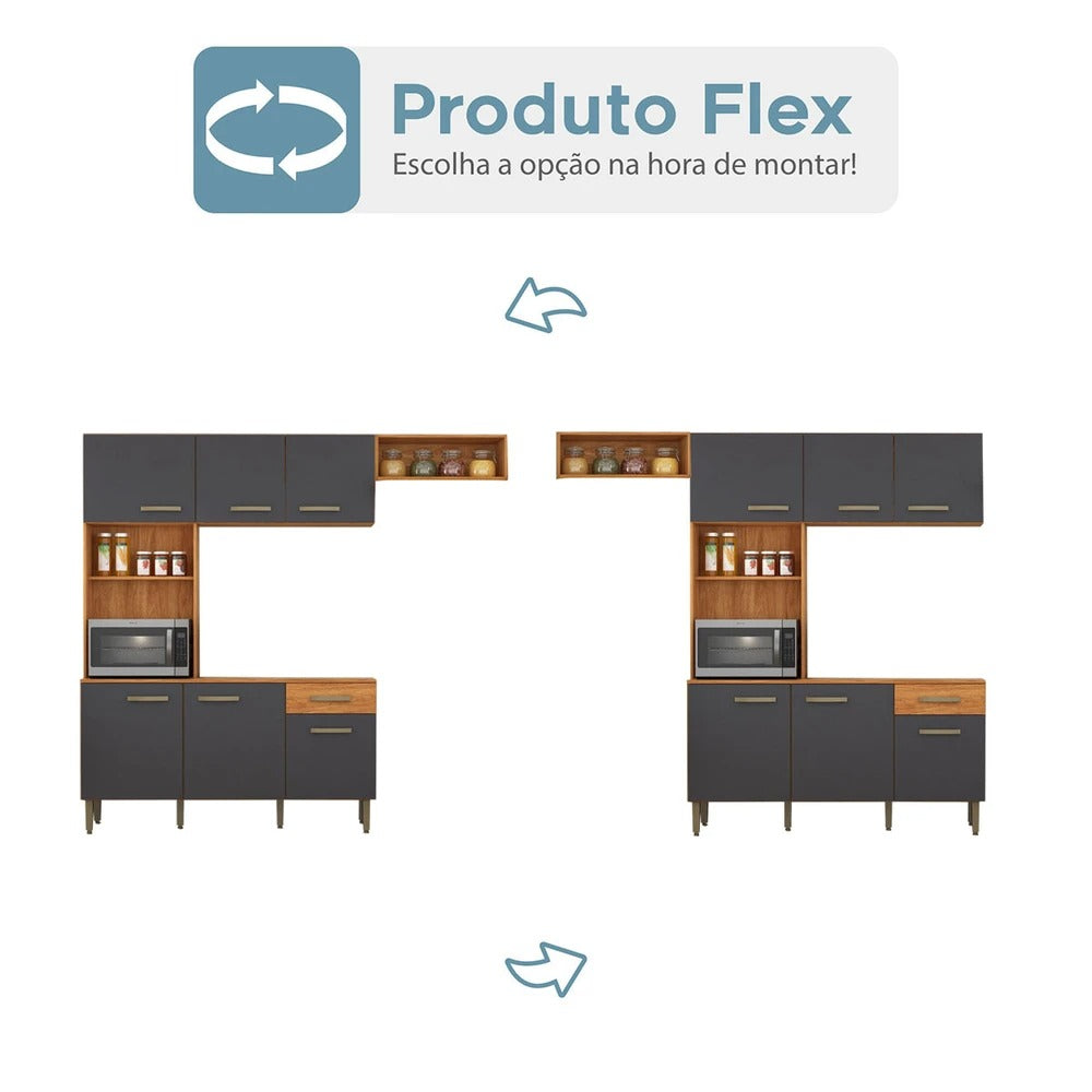 Cozinha Nina CN10 2,20 m Cinamomo/Grafite – FELLICCI