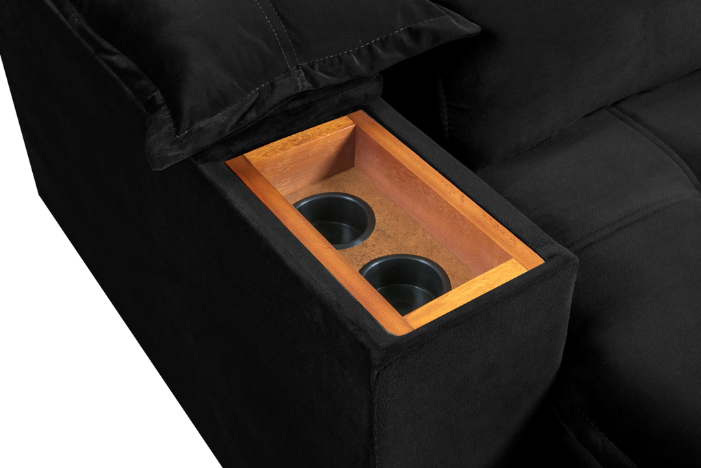 Sofá Retrátil e Reclinável Marrocos 2,50 m Veludo Preto 5040 – VICAM ESTOFADOS