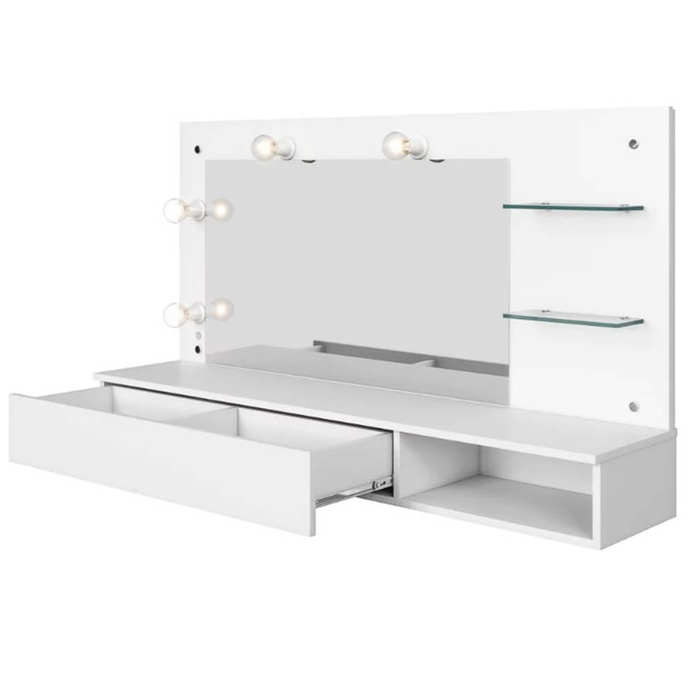 Penteadeira Lumiere Camarim Suspenso 1 Gaveta 1 Nicho 2 Prateleiras - Móveis furniture