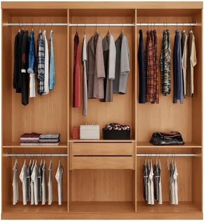 Guarda Roupa Oslo 3 Portas de Correr c/ 4 Gavetas - Rufato - Naturale/Off White