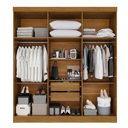 Guarda-roupa Vision 1.80m Cinamomo/Off Porta Reflecta e LED - Sallêto