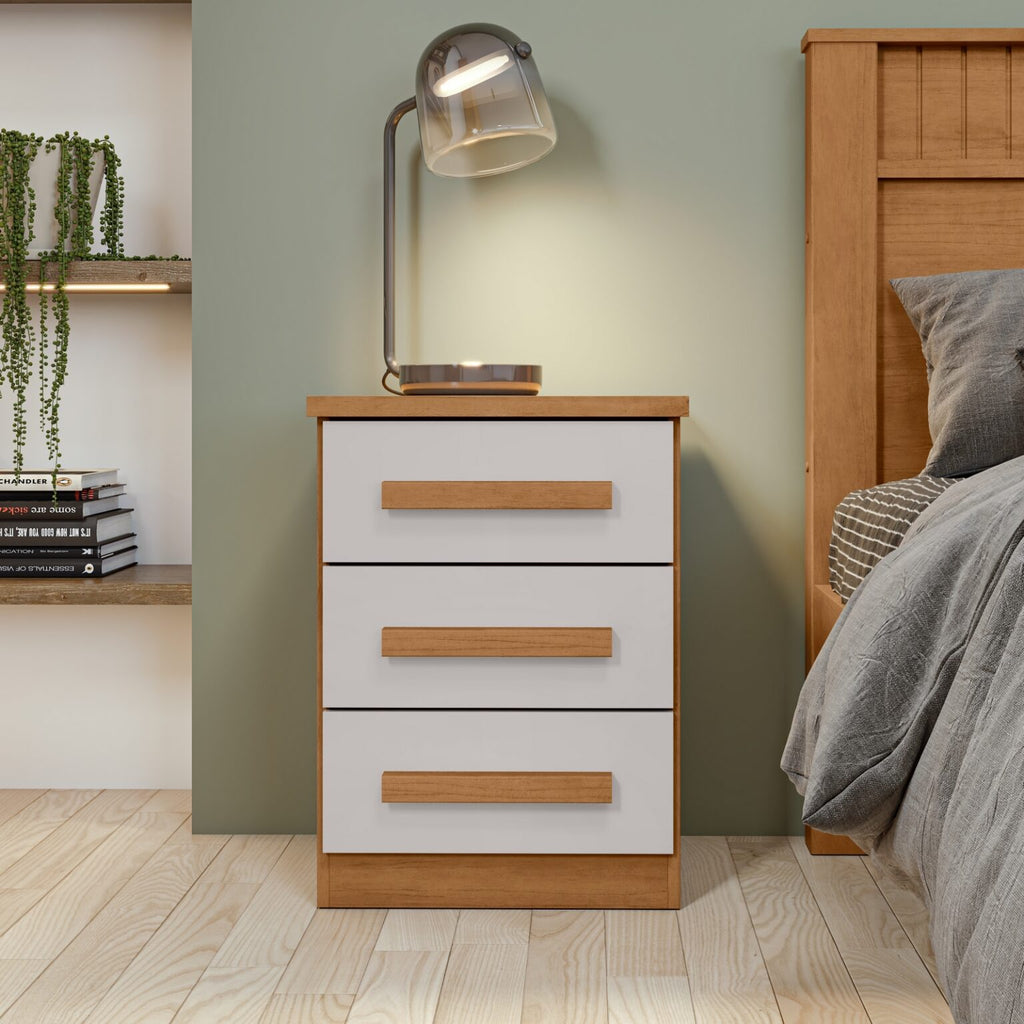 Mesa de Cabeceira Baião Amêndoa Clean/Off White – LOPAS
