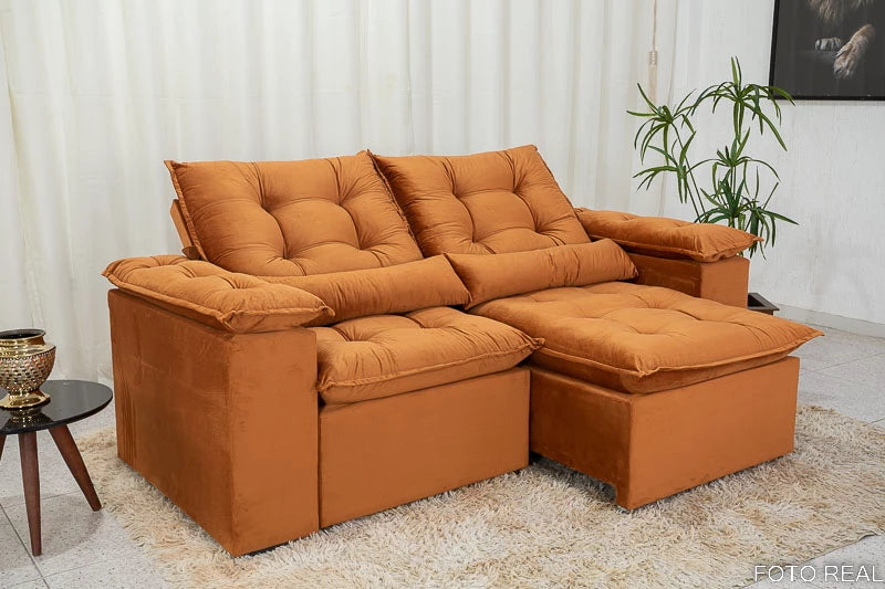 Sofá Retrátil Reclinável 3 Lug. Grécia 2.00m Veludo - Móveis furniture