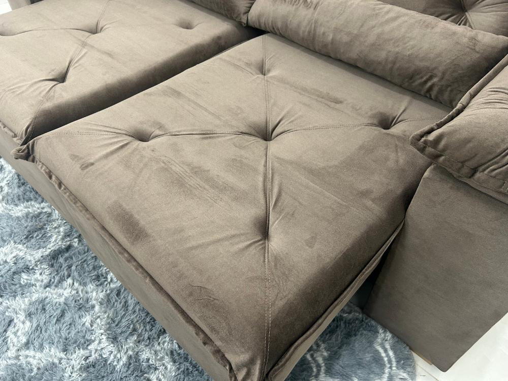 Sofá Retrátil Reclinável Grécia 1.90m – Marrom Veludinho - Móveis furniture