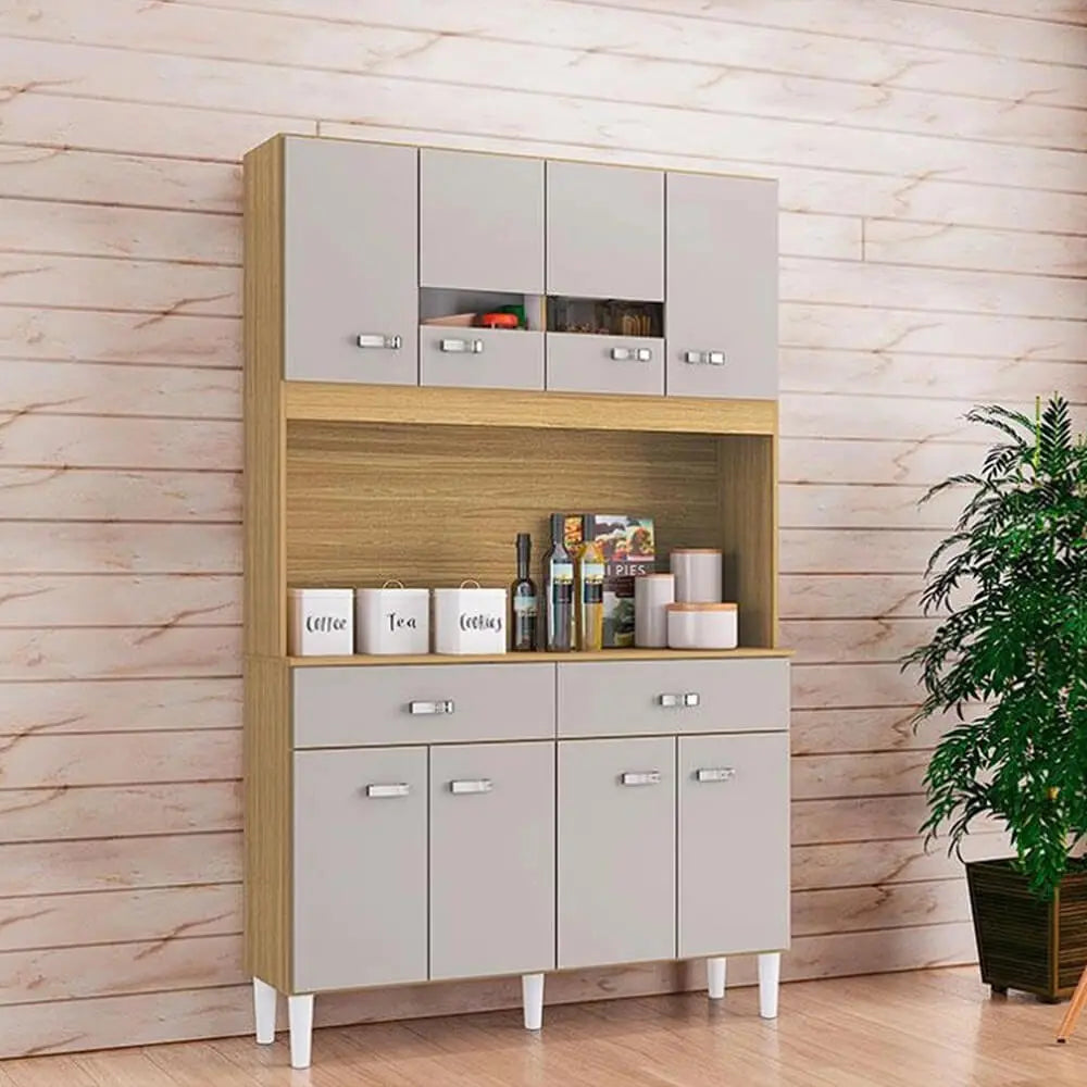 Cozinha Manu 8 Portas 2 Gavetas Compacta Poquema damasco/off - Móveis furniture