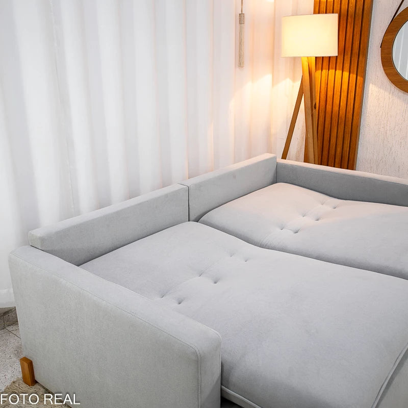 Sofá Retrátil Luma 2.00m Veludo Premium Cinza 36 - Sem Caixa