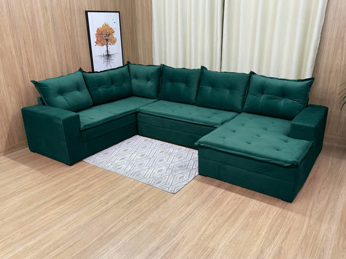 Sofá Canto Verde Musgo 505 Leblon - Móveis furniture