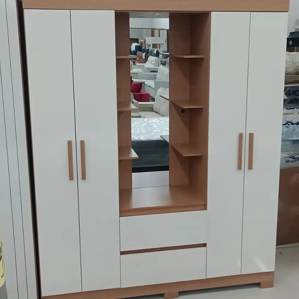 Guarda Roupa Capelinha Olimpia Solteiro Com Espelho 4 Portas 2 Gavetas Albatroz