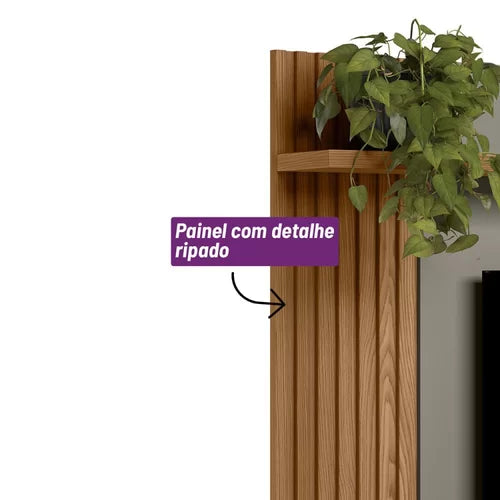 Painel para TV até 55 Polegadas 1 Porta 1 Prateleira Alvorada Linea Brasil Amêndoa/Titânio - Móveis furniture
