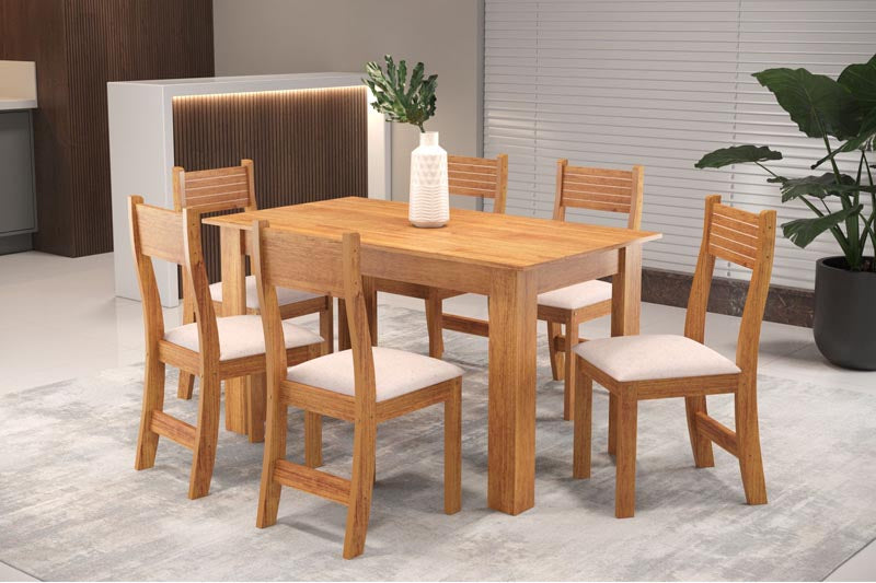 VIERO - MESA VIOLETA 136 C/6 CADEIRAS BRIZA - Móveis furniture