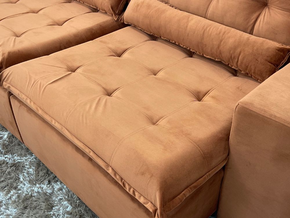 Sofá Retrátil Reclinável Small 2.30m – Terracota Veludão - Móveis furniture