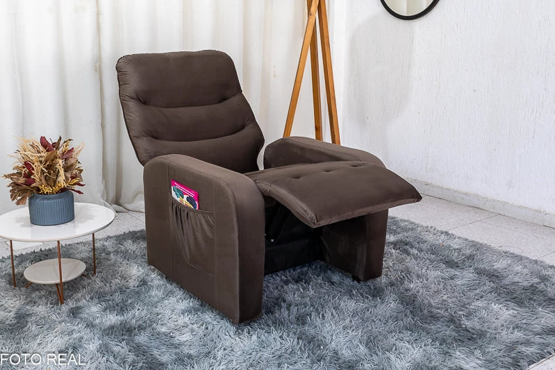 Poltrona Reclinável Punto Veludo Marrom - Móveis furniture