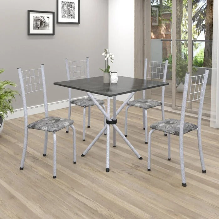 Conj Mesa Dany 70x70 Tmp Pedra 4Cds Branco Soma