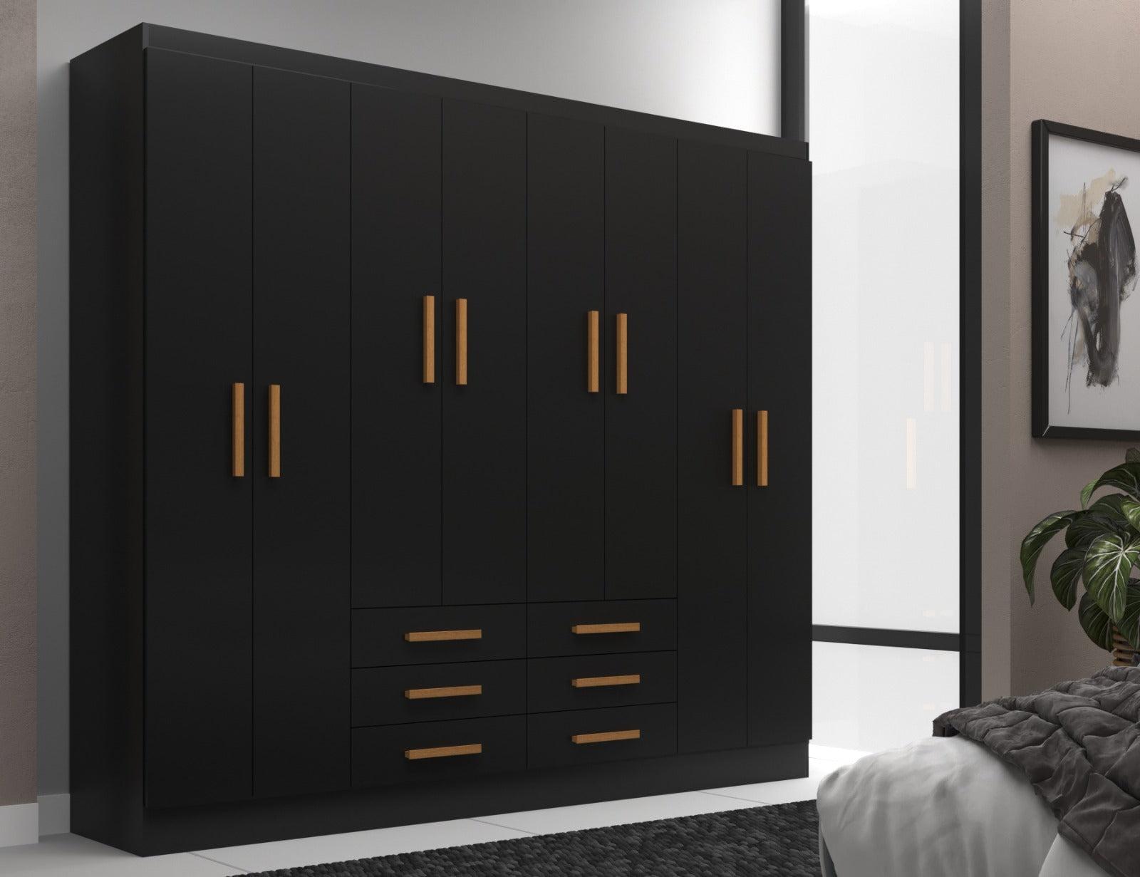 GUARDA ROUPA PARIS 1.85 COM 8 PORTAS 6 GAVETAS – EVIDÊNCIA